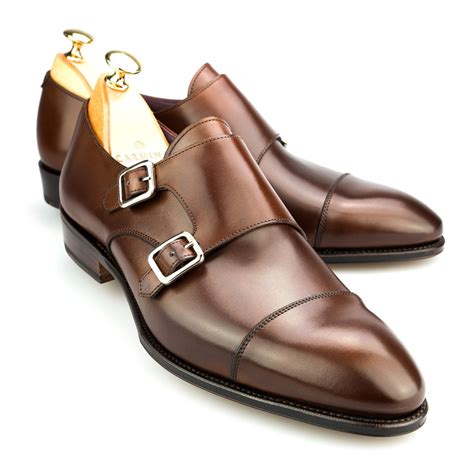 versace brown leather double monk strap shoes|Versace .